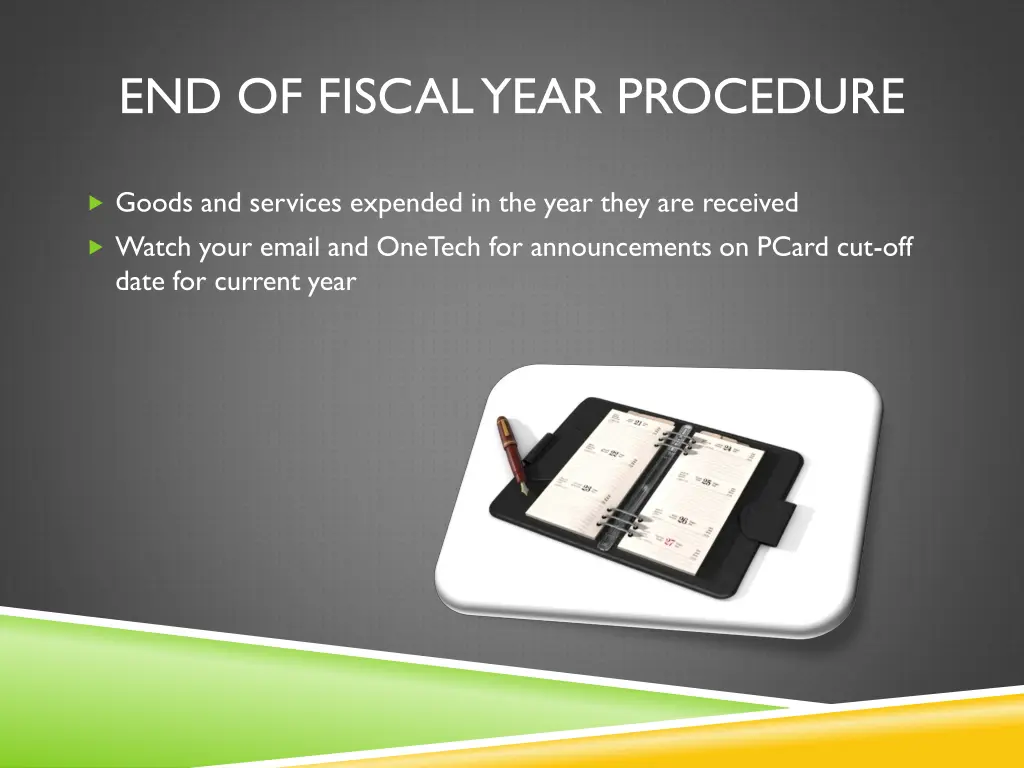 end of fiscal year procedure