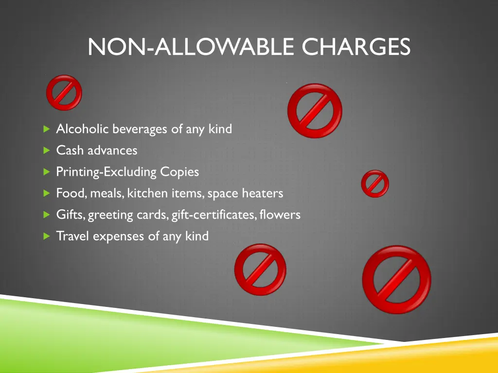 non allowable charges