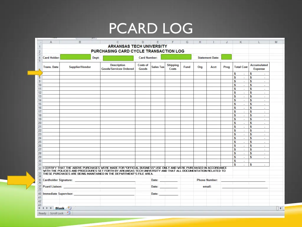 pcard log