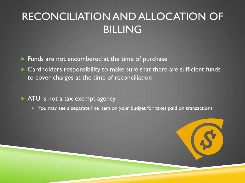 reconciliation and allocation of billing