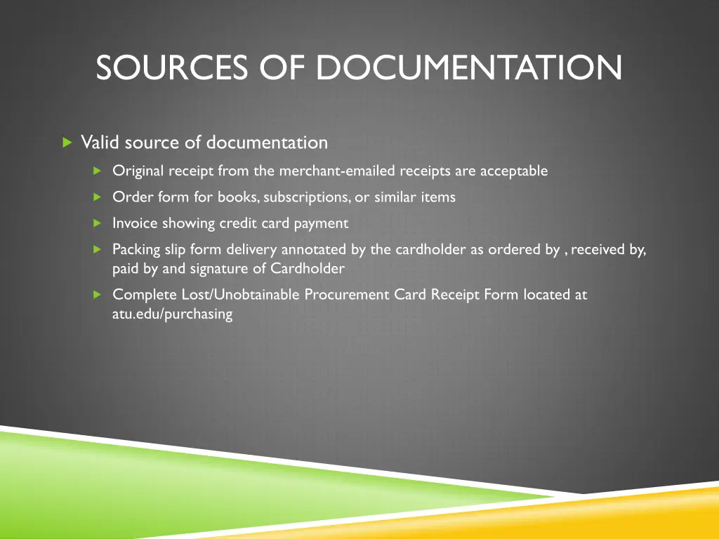 sources of documentation