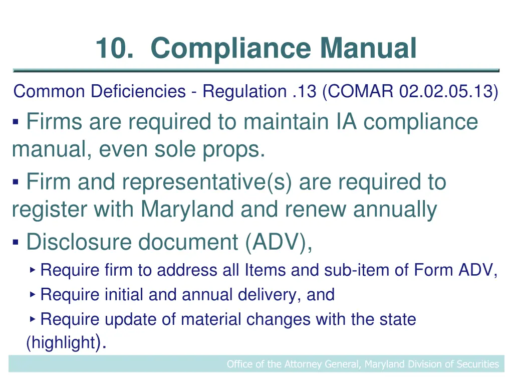 10 compliance manual