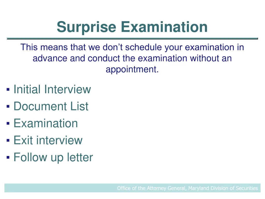 surprise examination