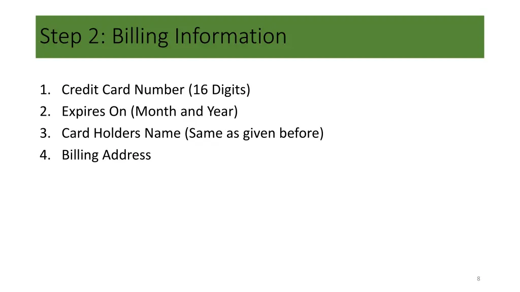 step 2 billing information