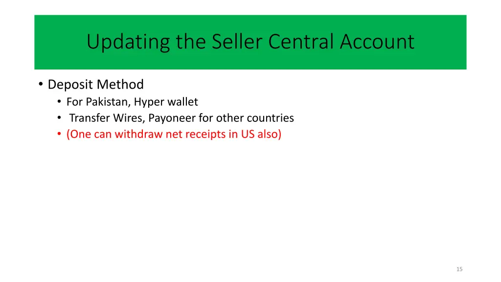 updating the seller central account