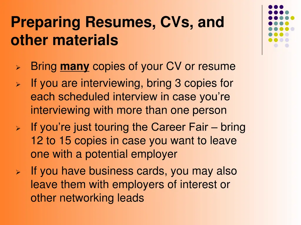 preparing resumes cvs and other materials