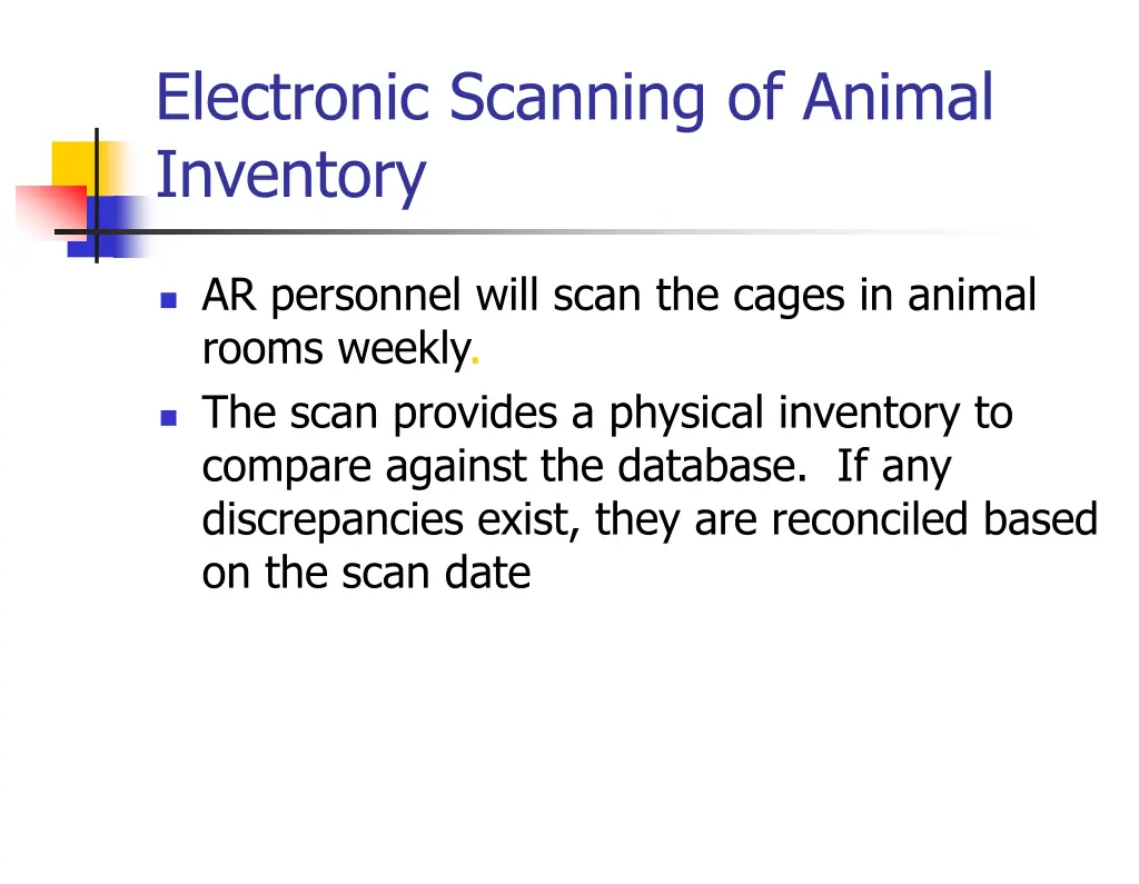 electronic scanning of animal inventory