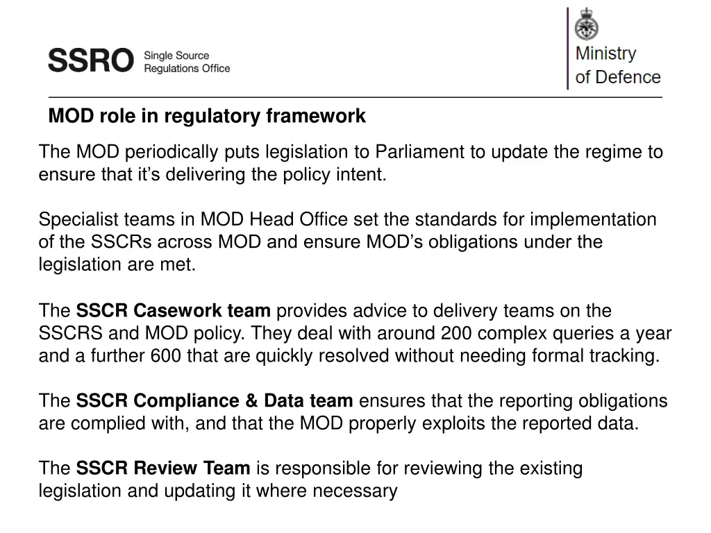 mod role in regulatory framework