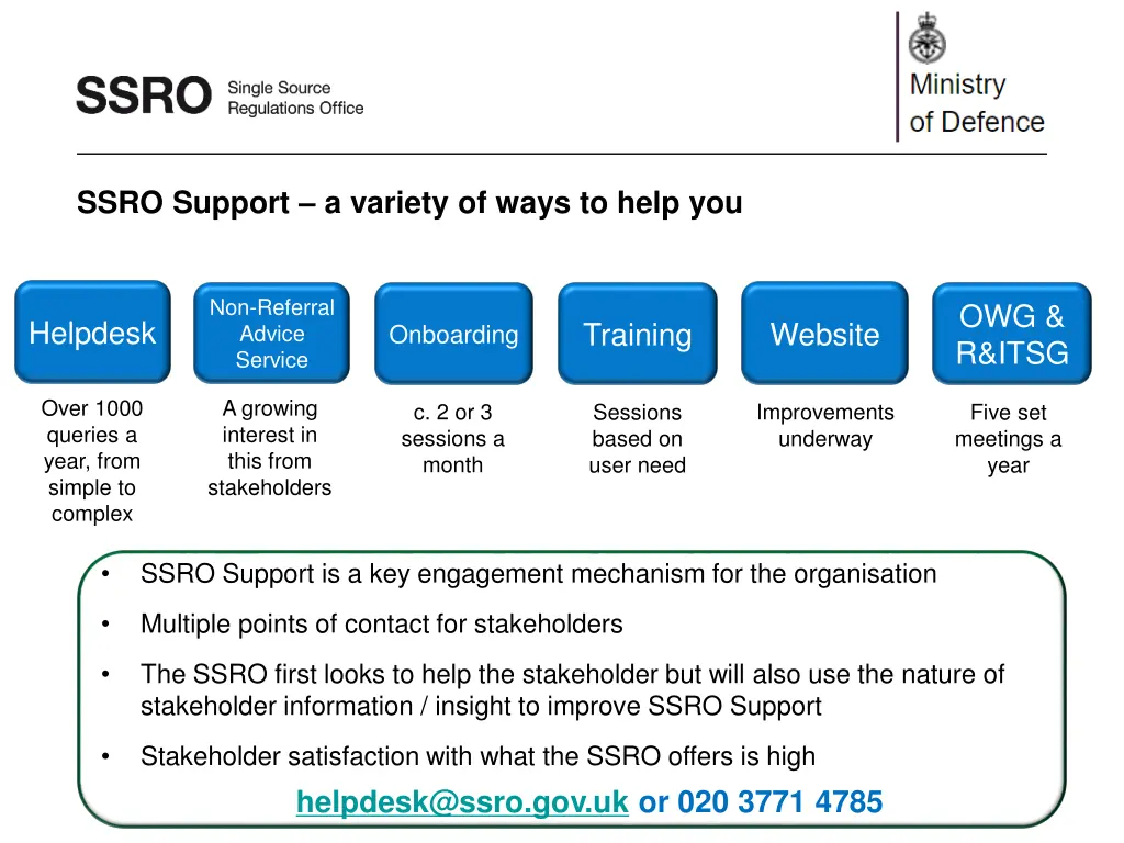 ssro support a variety of ways to help you