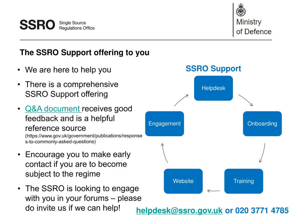 the ssro support offering to you