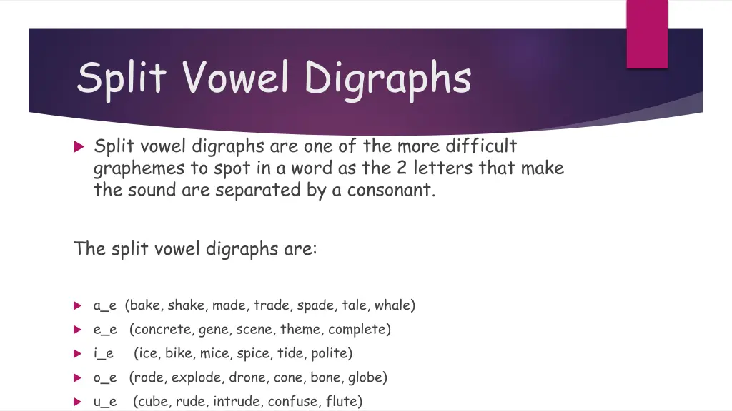 split vowel digraphs