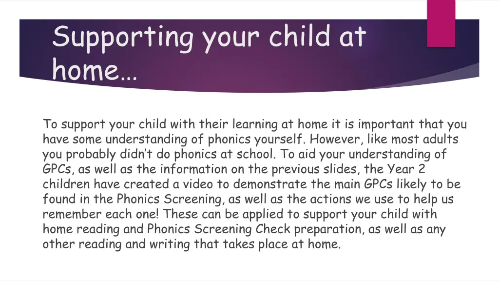 supporting your child at home