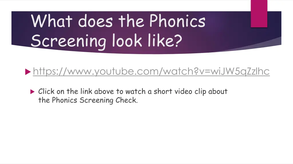 what does the phonics screening look like