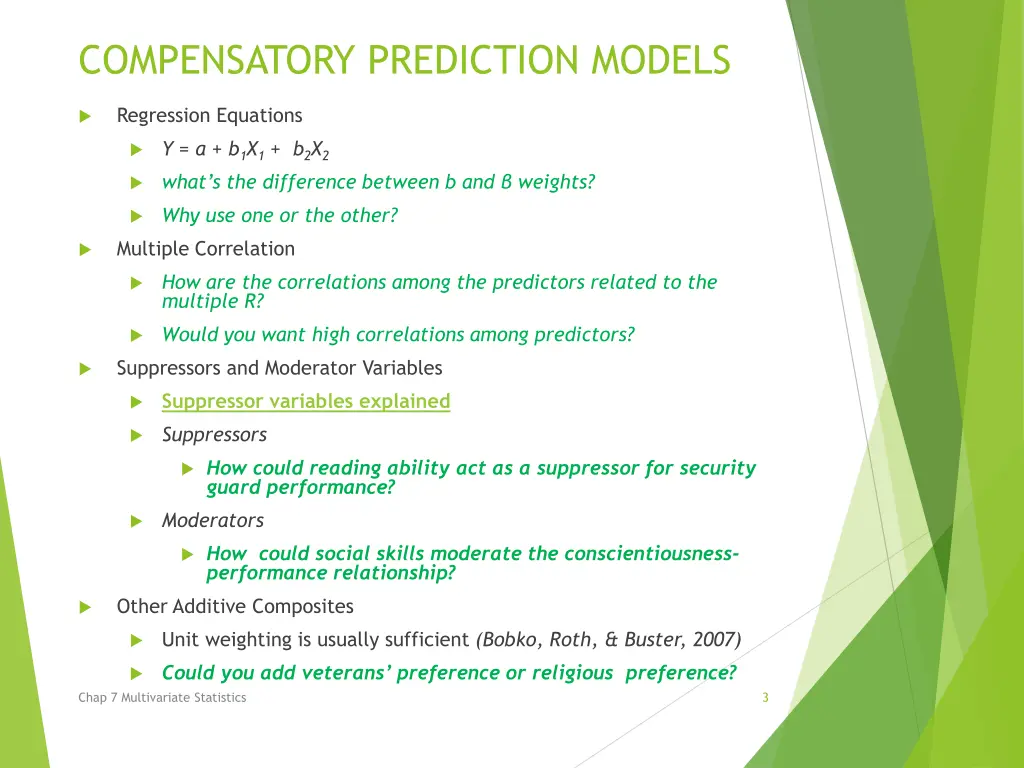 compensatory prediction models