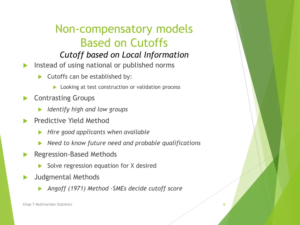 non compensatory models based on cutoffs cutoff