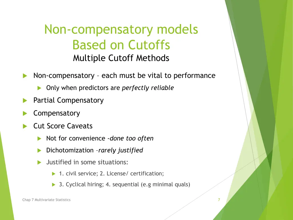 non compensatory models based on cutoffs multiple