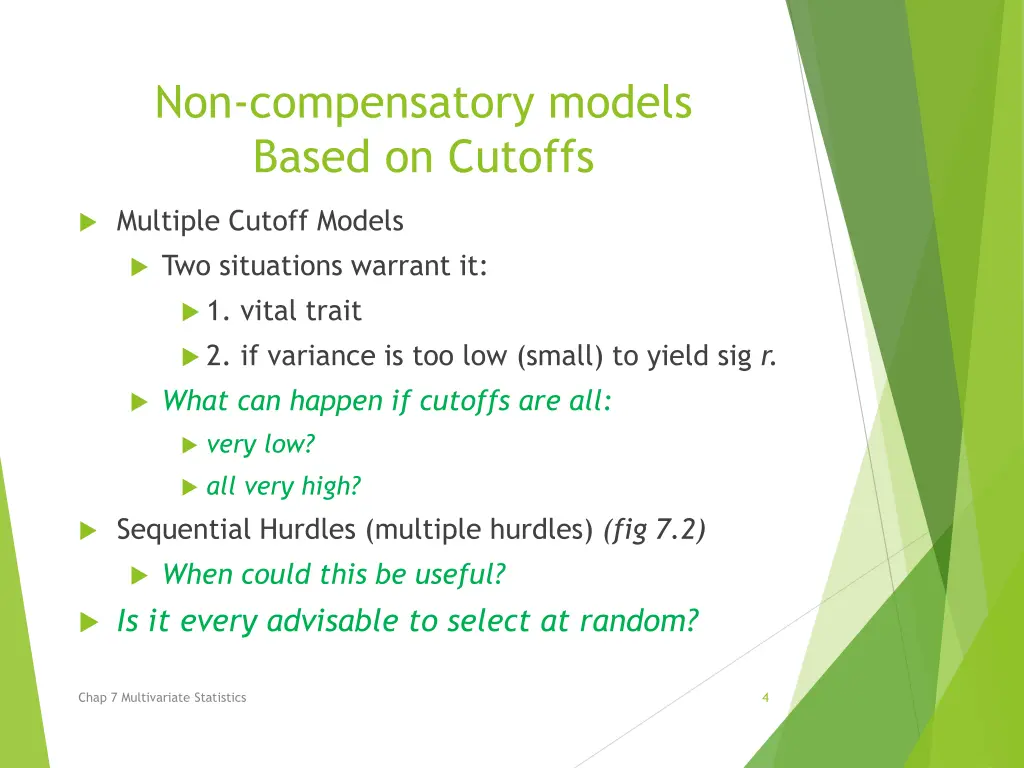 non compensatory models based on cutoffs