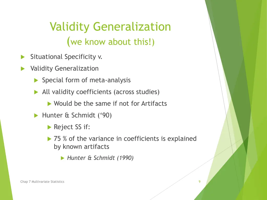 validity generalization we know about this