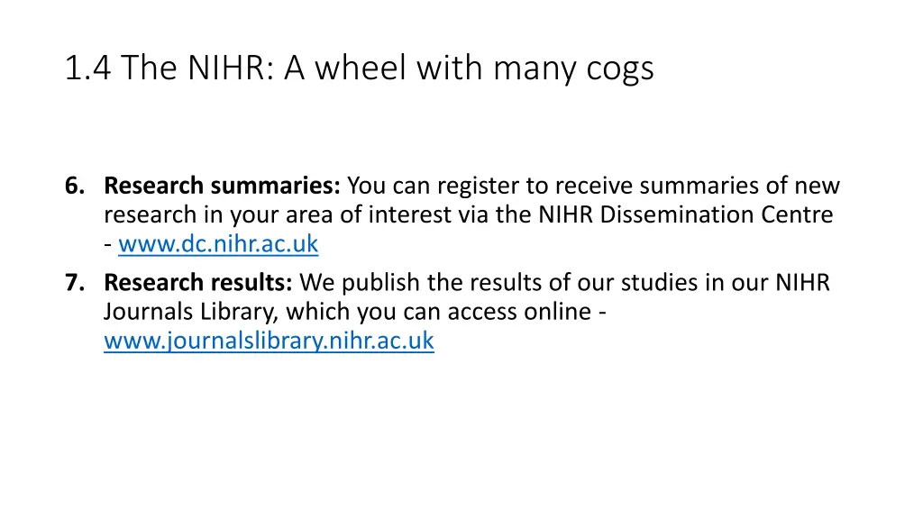 1 4 the nihr a wheel with many cogs 4