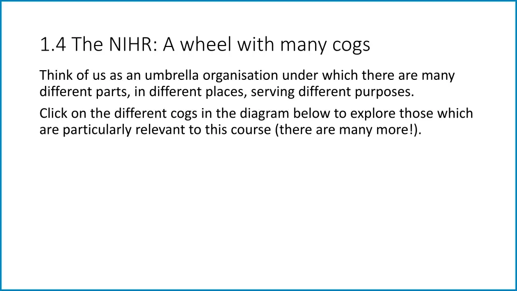 1 4 the nihr a wheel with many cogs