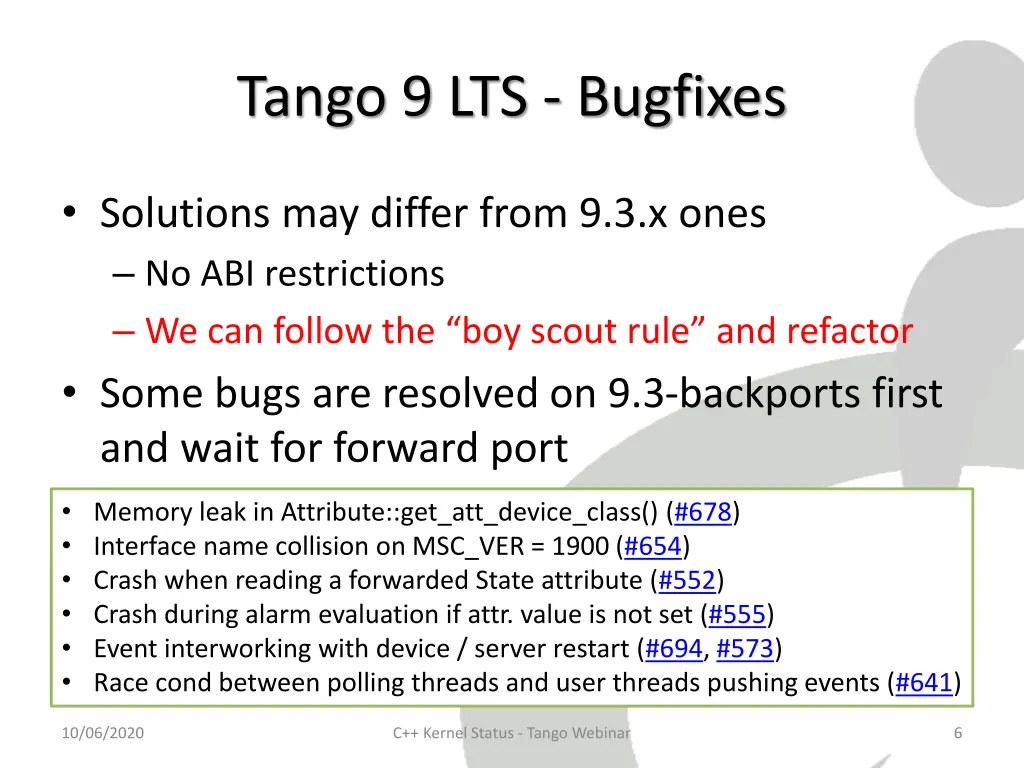 tango 9 lts bugfixes