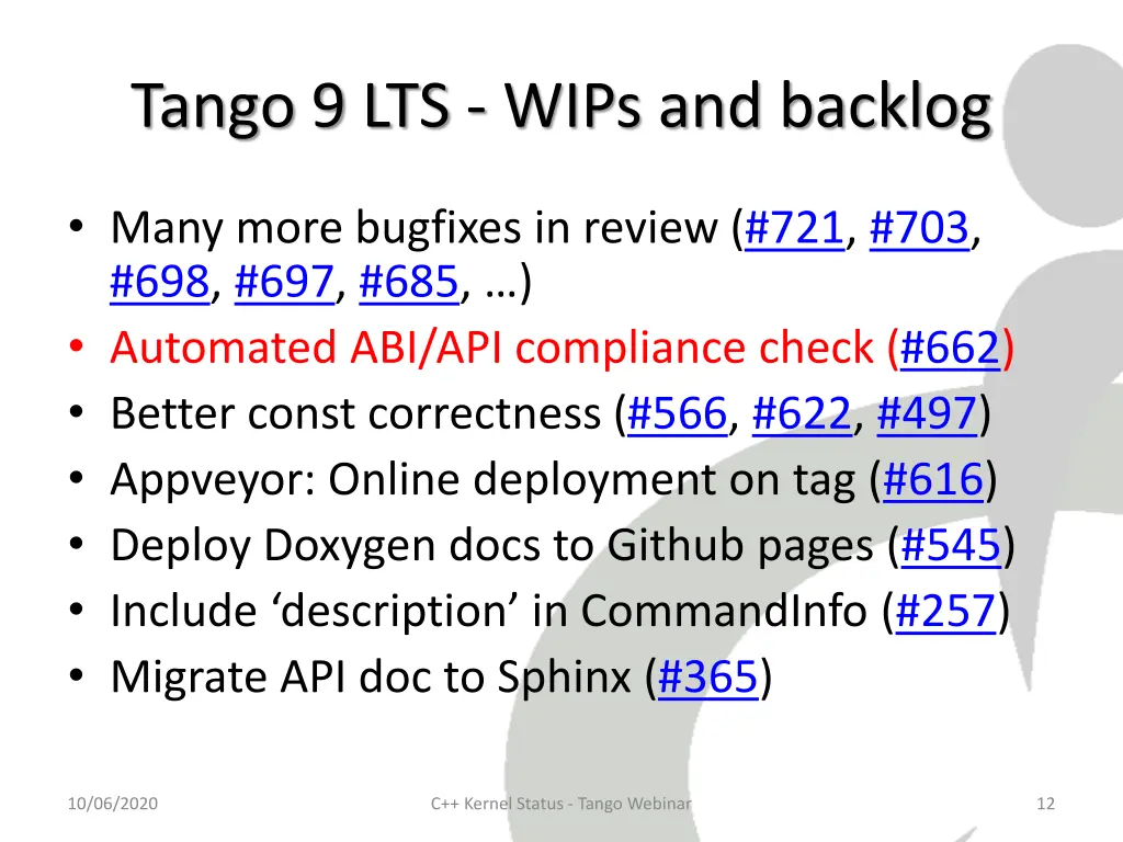 tango 9 lts wips and backlog