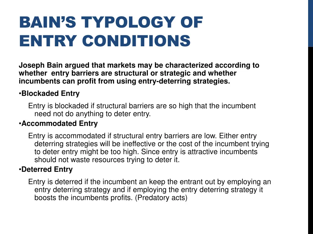 bain s typology of entry conditions