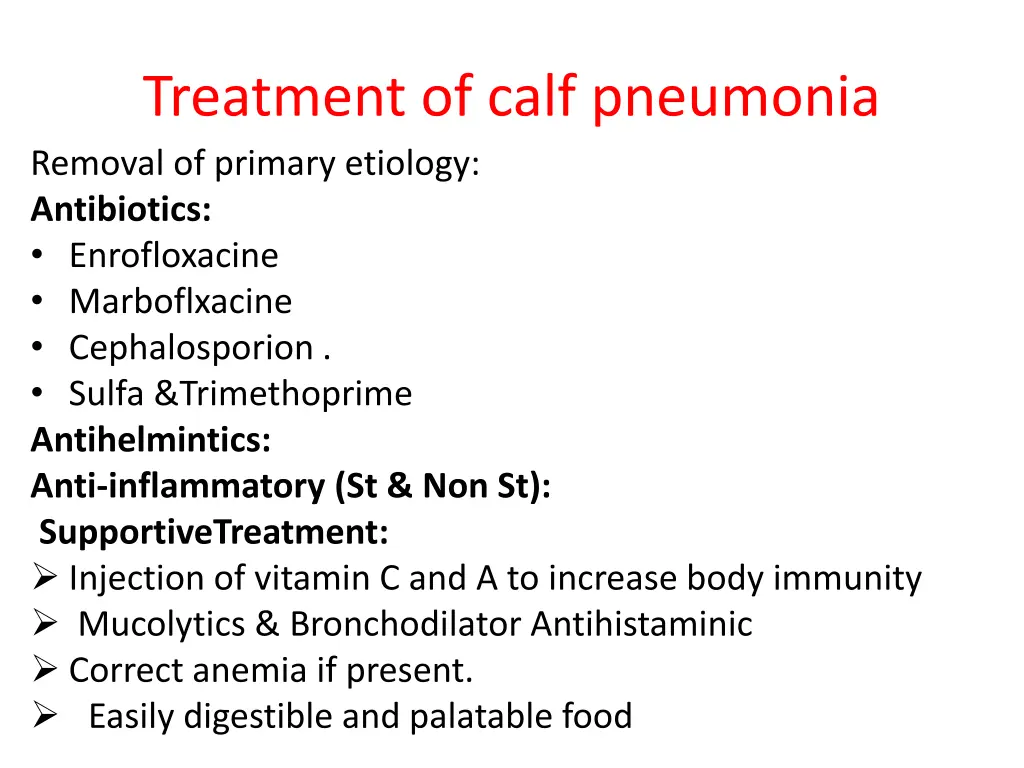 treatment of calf pneumonia removal of primary