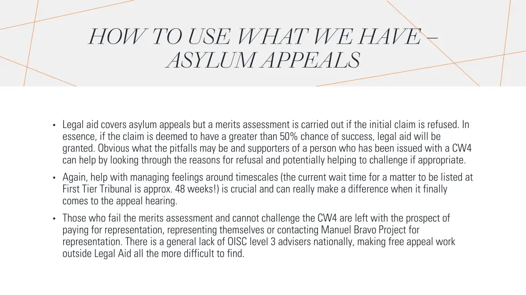 how to use what we have asylum appeals