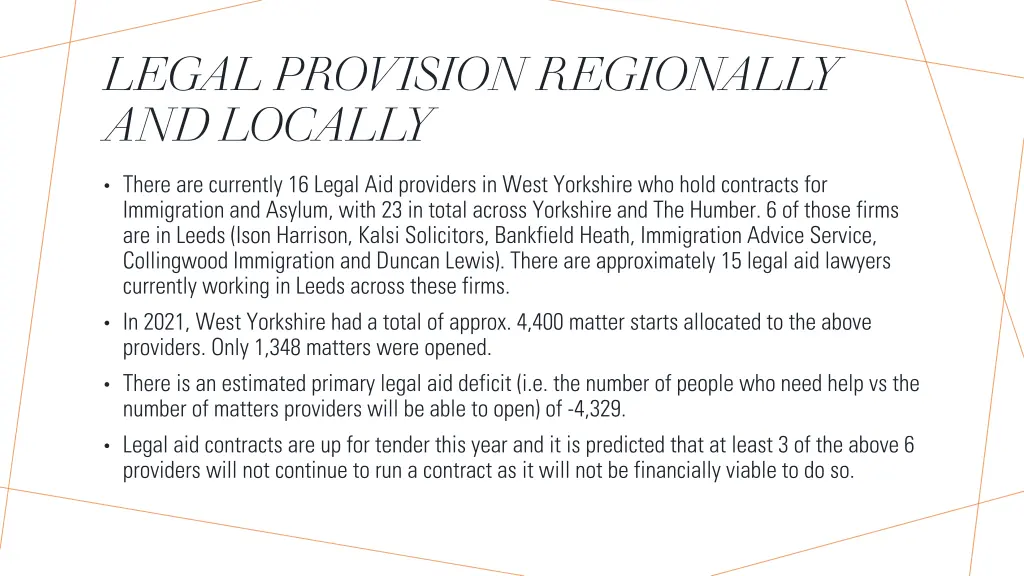 legal provision regionally and locally