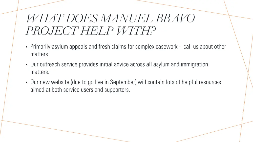 what does manuel bravo project help with