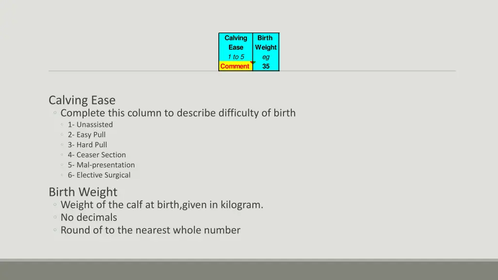 calving ease 1 to 5 comment