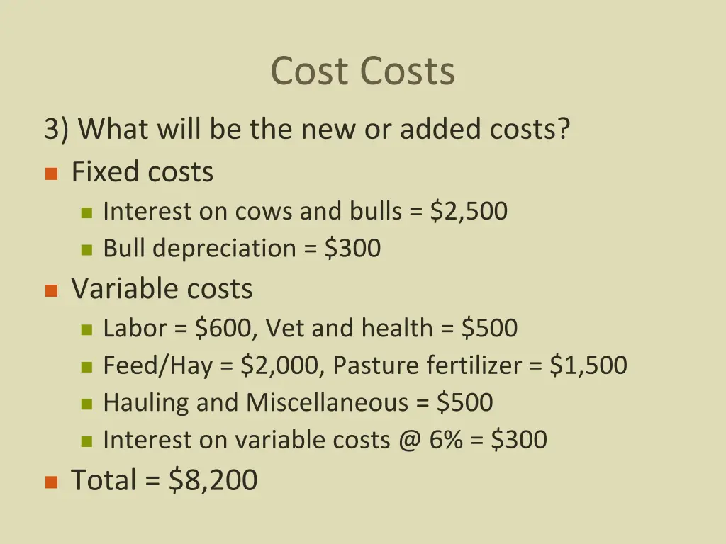 cost costs