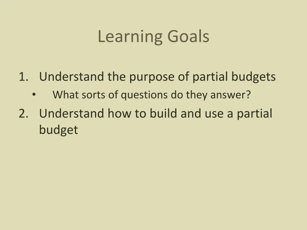 learning goals