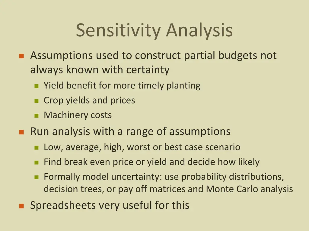 sensitivity analysis