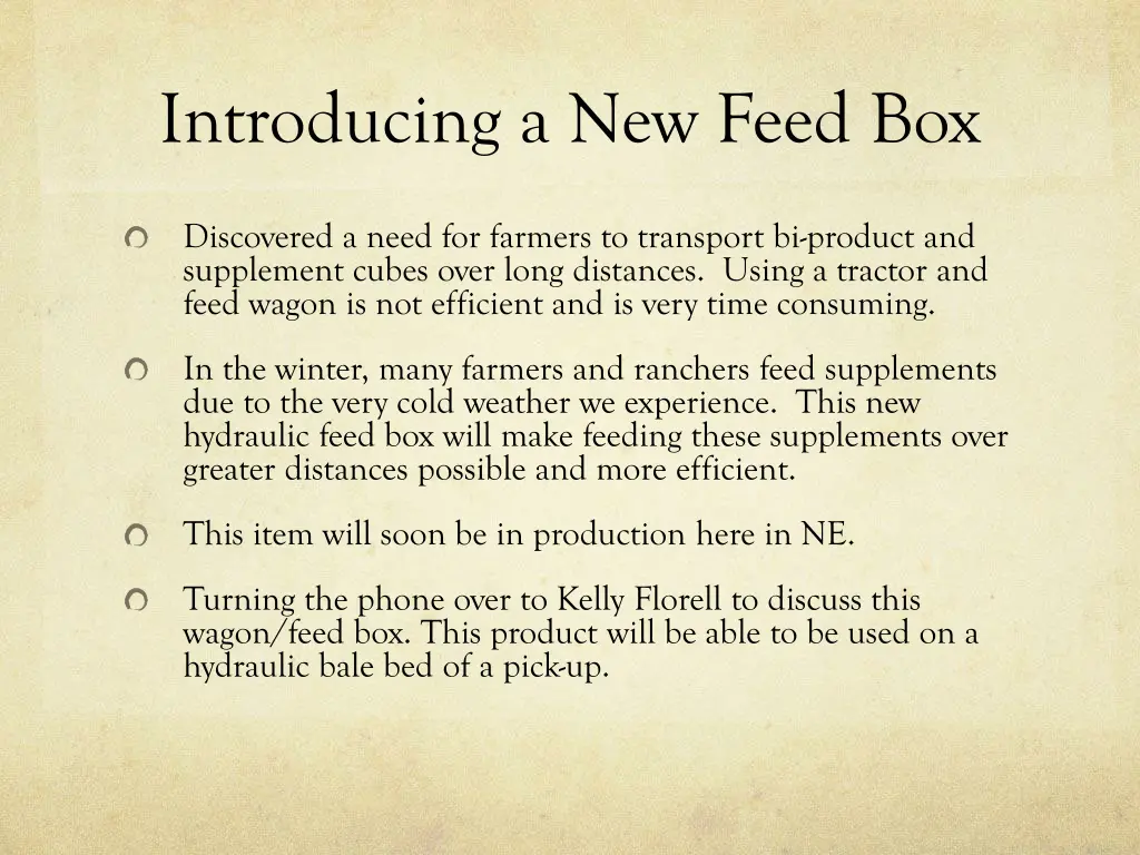 introducing a new feed box