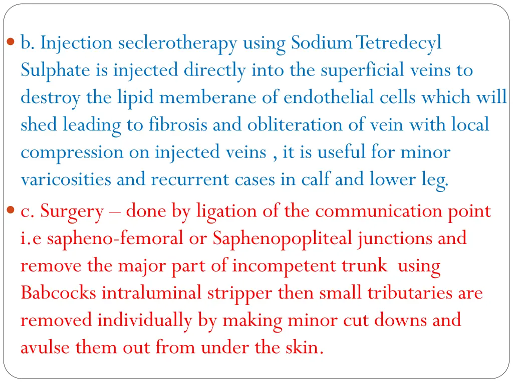 b injection seclerotherapy using sodium