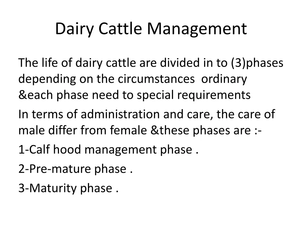 dairy cattle management