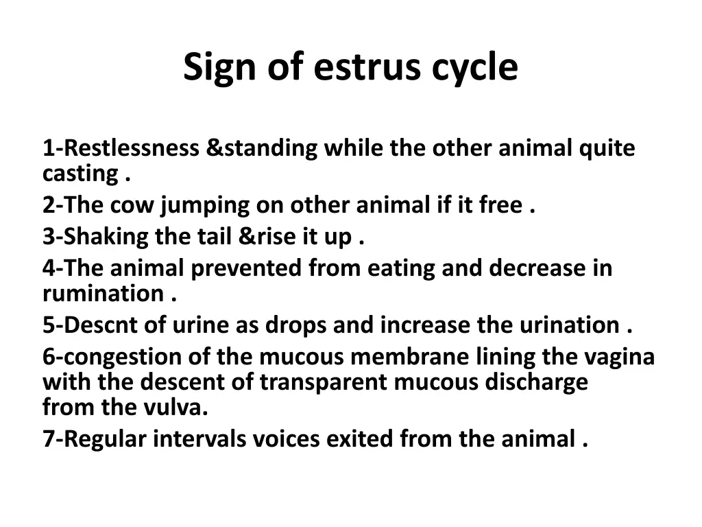 sign of estrus cycle