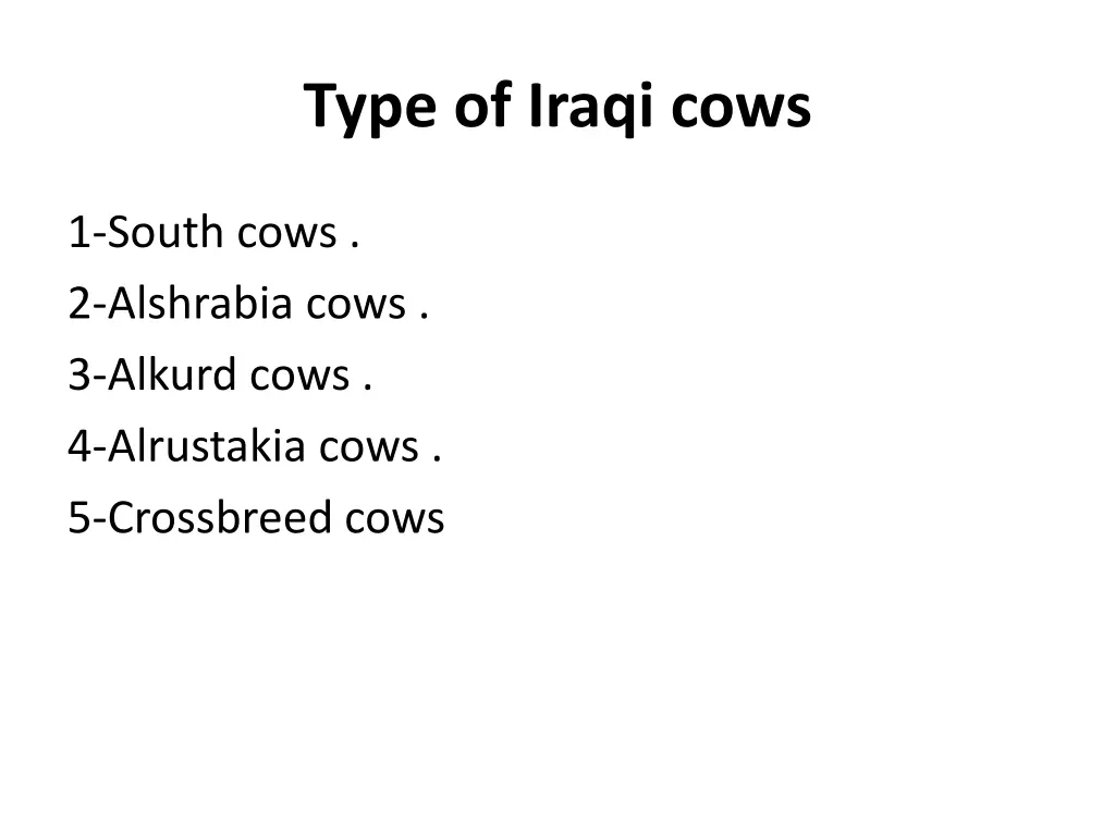 type of iraqi cows