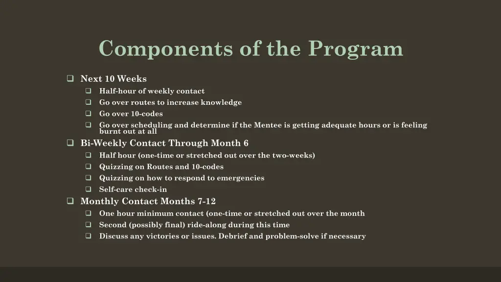 components of the program 1