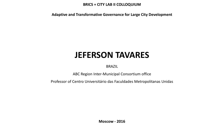 brics city lab ii colloquium