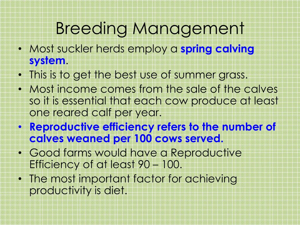 breeding management most suckler herds employ