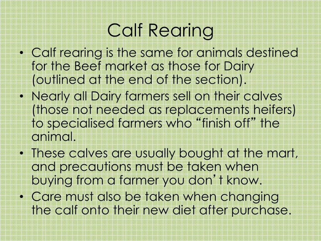 calf rearing