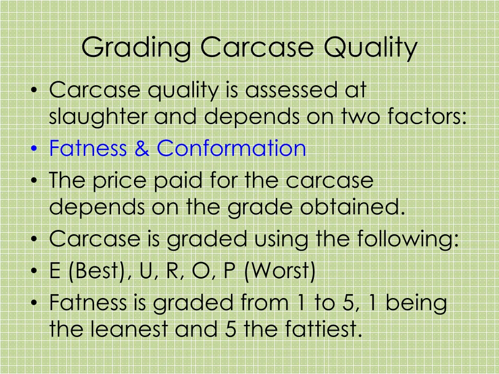 grading carcase quality