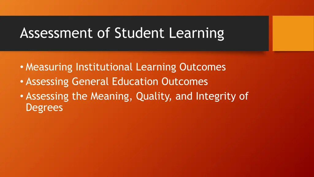 assessment of student learning