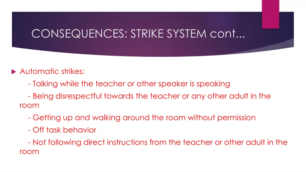 consequences strike system cont