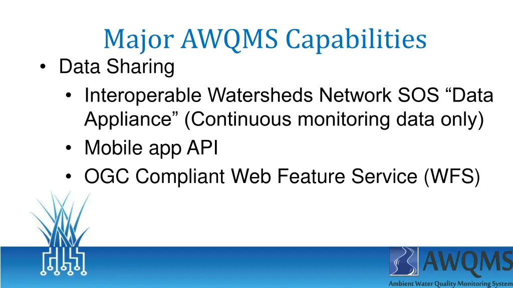 major awqms capabilities data sharing