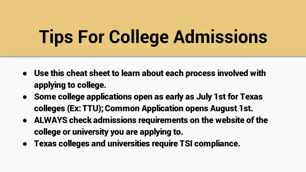 tips for college admissions