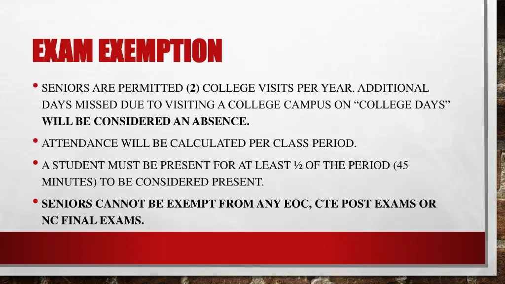 exam exemption exam exemption seniors